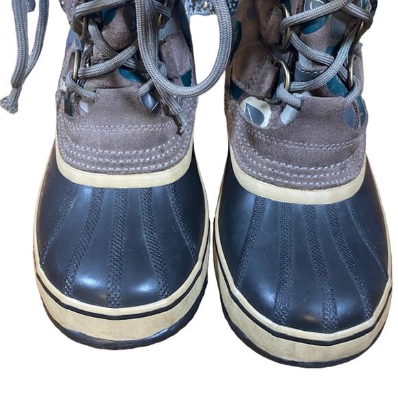 Sorel Pac Tan Graphic Lace Up Fur Trim Winter Snow Boots Women Sz 8 - Picture 11 of 15